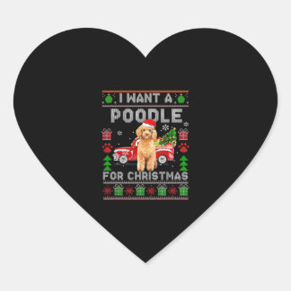 Sticker Cœur Je Veux Un Caniche Pour Noël Doux Vilain Chien Xma