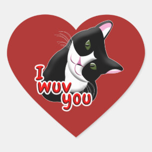 Sticker Cœur Je vous wuv Chat