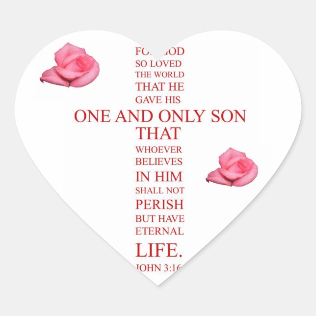 Sticker Cœur Jean 3:16 - Car Dieu a tant aimé le monde (Devant)