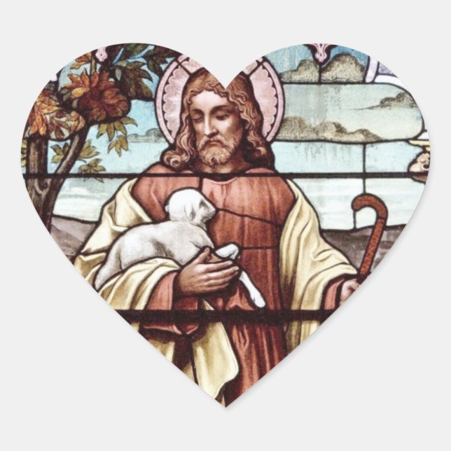Sticker Cœur Jésus avec son mouton (Devant)