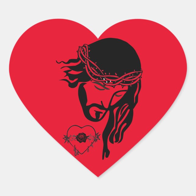 Sticker Cœur Jésus Christ Thorns Bleeding Heart Art (Devant)