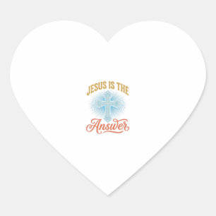 Sticker Cœur Jésus est la réponse Croix chrétienne Vector Desig