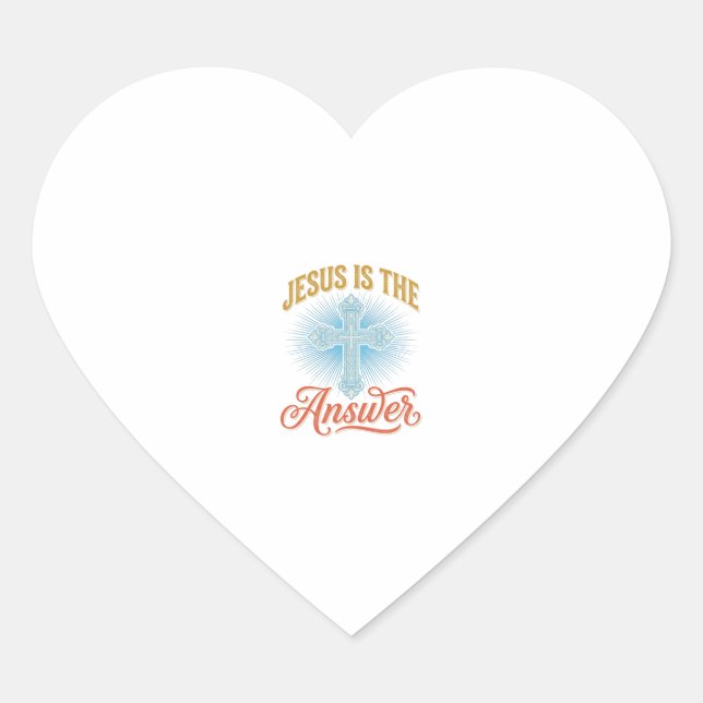 Sticker Cœur Jésus est la réponse Croix chrétienne Vector Desig (Devant)