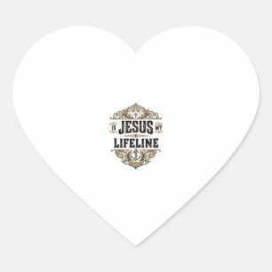 Sticker Cœur Jésus est ma ligne de vie vintage chrétien concept