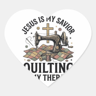 Sticker Cœur Jésus est mon Sauveur le Quilting est ma Thérapie