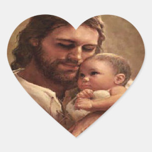 Sticker Cœur Jésus et enfant