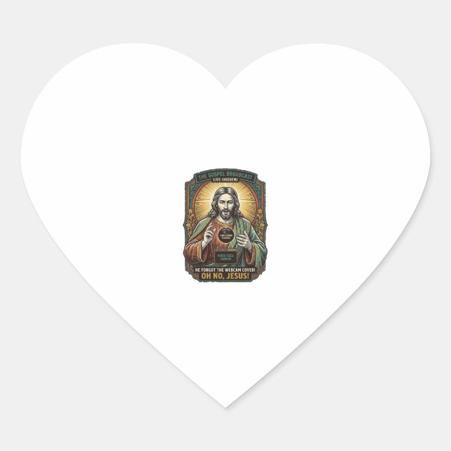 Sticker Cœur Jésus Fond noir Webcam oubliée Couverture Virtuell (Devant)