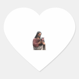Sticker Cœur Jesus Holding Moo Deng l'hippo pygmée art classiqu