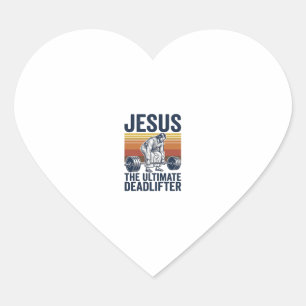 Sticker Cœur Jésus Le Deadlifter Ultime Chemise de Gym Vintage_
