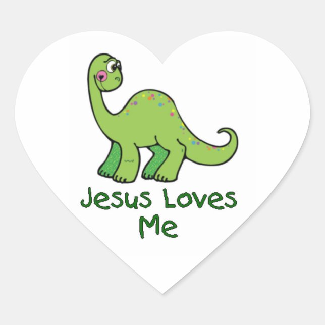 Sticker Cœur Jésus M'Aime Dinosaure (Devant)