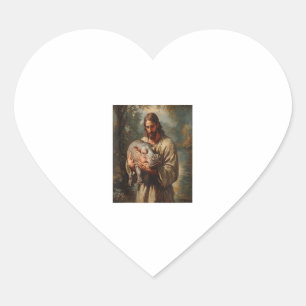 Sticker Cœur Jésus porte Moo-Deng Jésus aime Moo Deng Baby Pyg