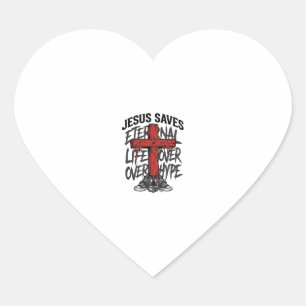 Sticker Cœur Jésus Sauve Vintage Croix Christian Streetwear Shi