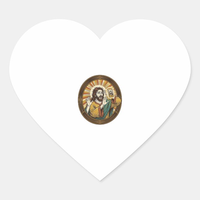 Sticker Cœur  Jésus Selfie Accidentel de la Caméra Frontale ave (Devant)
