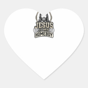 Sticker Cœur Jésus vintage est mon pote gravé design vectoriel