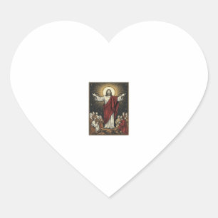 Sticker Cœur Jésus vintage gloire radieuse gravure chrétienne D
