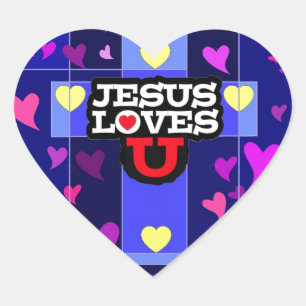 STICKER CŒUR JÉSUS VOUS AIME