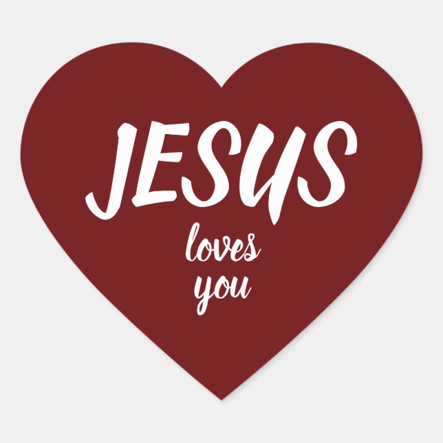 Sticker Cœur JESUS vous aime Minimal moderne Simple Valentine's (Devant)