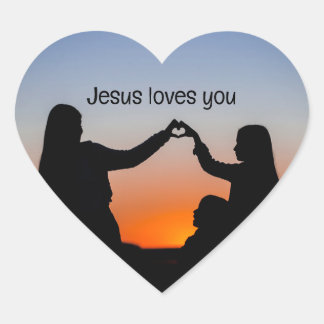 Sticker Cœur Jésus Vous Aime Sunset Heart