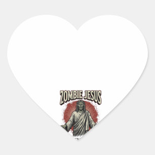 Sticker Cœur Jésus zombie gravure vintage design de t-shirt drô