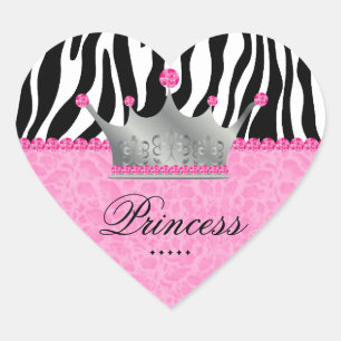 Sticker Cœur Jewels princesse Crown Lace Pink Heart de léopard