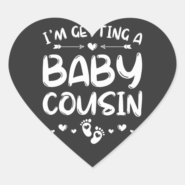 Sticker Cœur J'obtiens un bébé cousin Genre Révéler bébé (Devant)