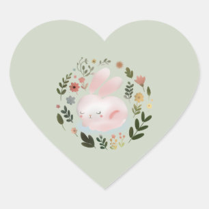 Sticker Cœur Joli Art de nurserie de couronne florale de Pâques