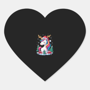 Sticker Cœur Joli Chapeau de Noël Licorne Filles Enfants Xmas S