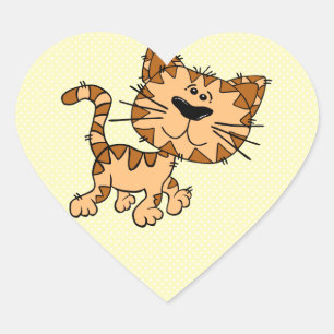 Sticker Cœur Joli chat Kitty Cartoon