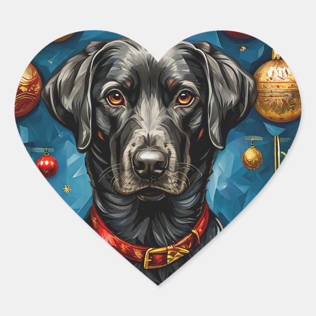 Sticker Cœur Joli chien de Noël (Devant)