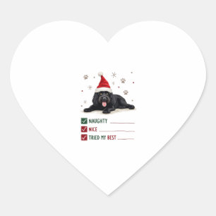 Sticker Cœur Joli chien de Terre-Neuve Noël méchant gentil essa