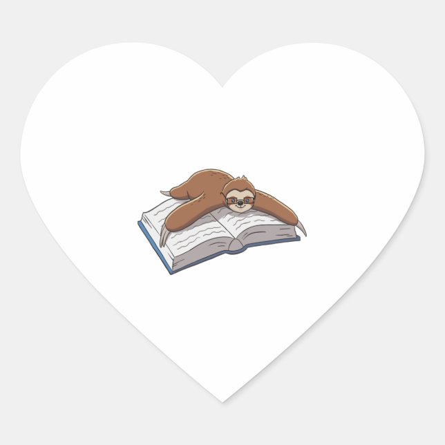 Sticker Cœur Joli livre de lecture Sloth (Devant)