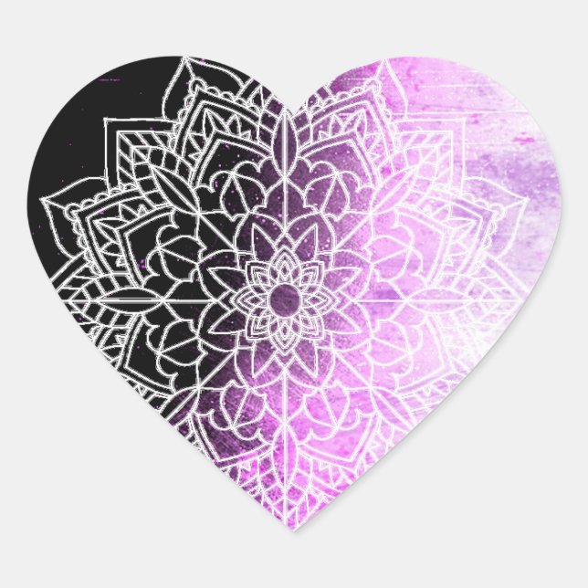 Sticker Cœur Joli Mandala violet Abstrait (Devant)