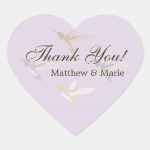 Sticker Cœur Joli Mariage de colibris Merci