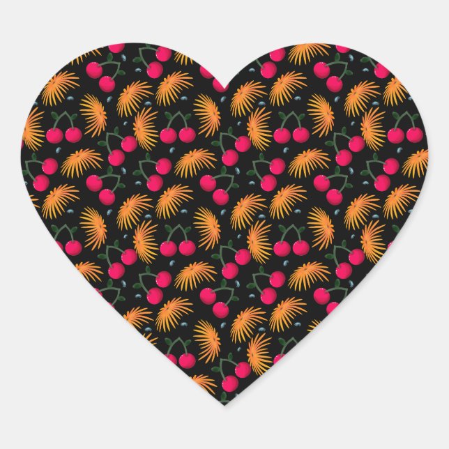 Sticker Cœur Joli motif Cerise | Couture Cerise Rouge sans cout (Devant)