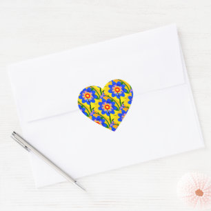 Sticker Cœur Joli Motif de fleurs Abstraites