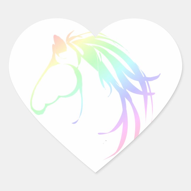 Sticker Cœur Joli Pastel Pink & Blue Horse Head Logo (Devant)