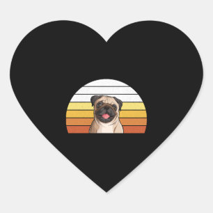 Sticker Cœur Joli Retro Vintage Carlin chien pour chien meilleu