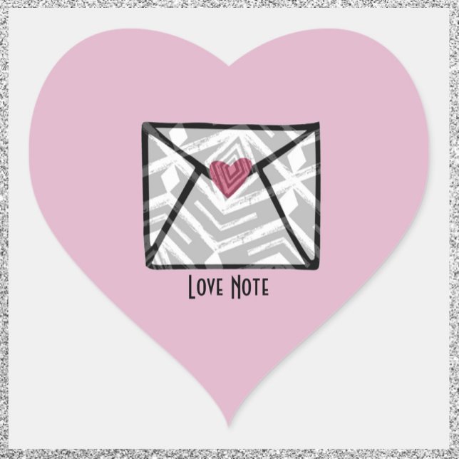 Sticker Cœur Joli rose Love Note Coeur (Créateur téléchargé)