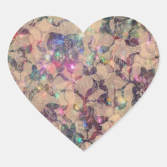 Sticker Cœur Joli Roses de dentelle (Devant)