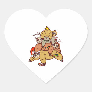 Sticker Cœur Joli sapin de Noël Sloth Lover Pajama