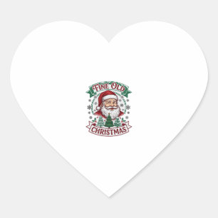 Sticker Cœur Joli vieux Noël Père Noël Arbres Flocons de neige