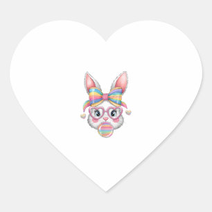 Sticker Cœur Jolie Bunny Visage Coquette Bow Girls Femmes Pâque