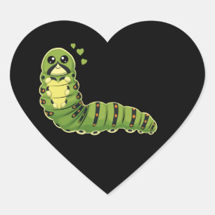 Sticker Cœur Jolie chenille avec des cœurs