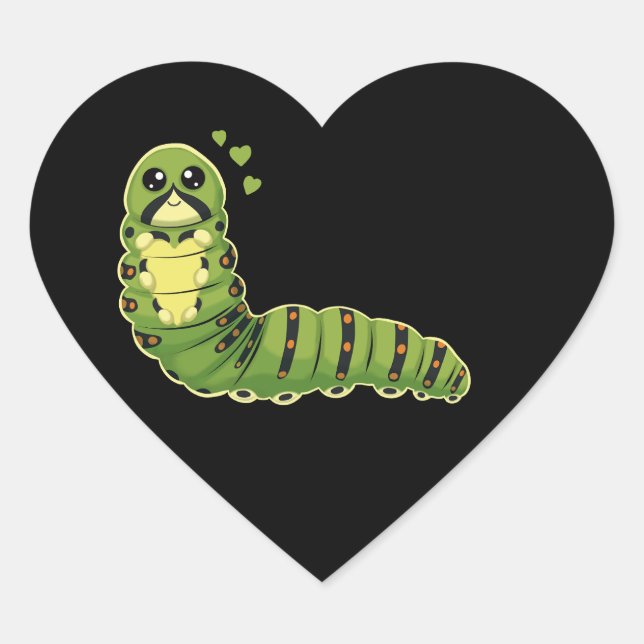 Sticker Cœur Jolie chenille avec des cœurs (Devant)