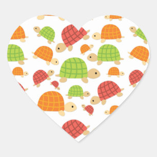 Sticker Cœur Jolie conception de tortues colorées