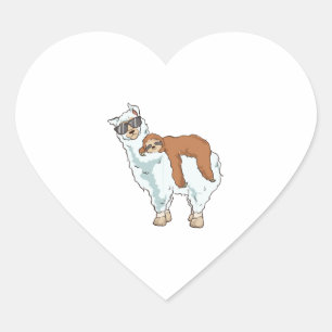 Sticker Cœur Jolie Fantaisie équitation Llama