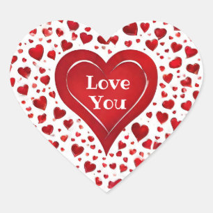 Sticker Cœur Jolie fille Amour rouge et blanc