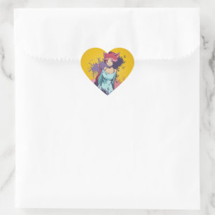 Sticker Cœur Jolie Fille Neko