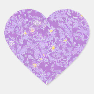 Sticker Cœur Jolie Fleurs violettes et jaunes délicieuses