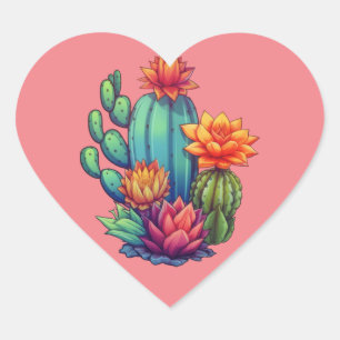 Sticker Cœur Jolie floraison de fleur de cactus